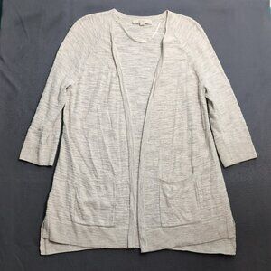 Ann Taylor LOFT Women L Gray Long Sleeve Open Cardigan
